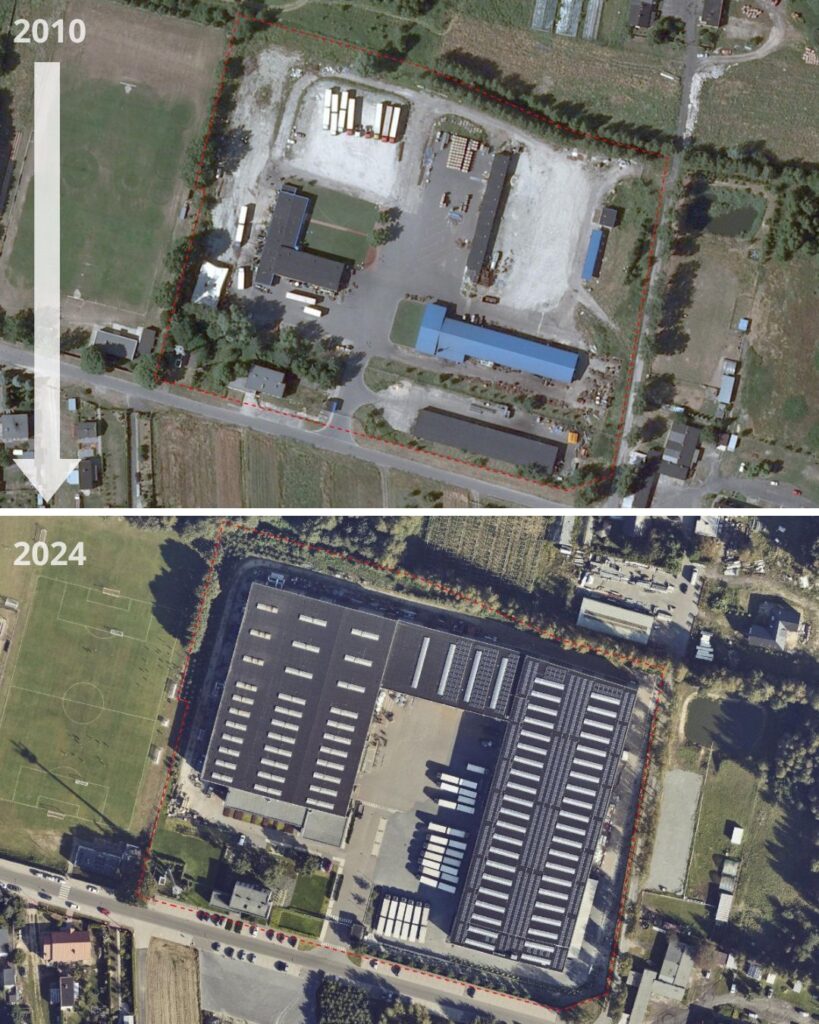 DAJANO porównanie kiedyś i dziś zdjęcia z góry rozbudowa